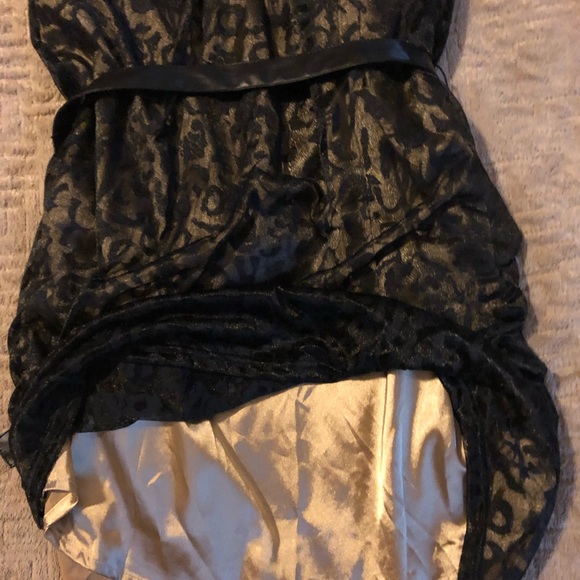 Black Strapless Mini Dress w/Gold Liner - Picture 3 of 5